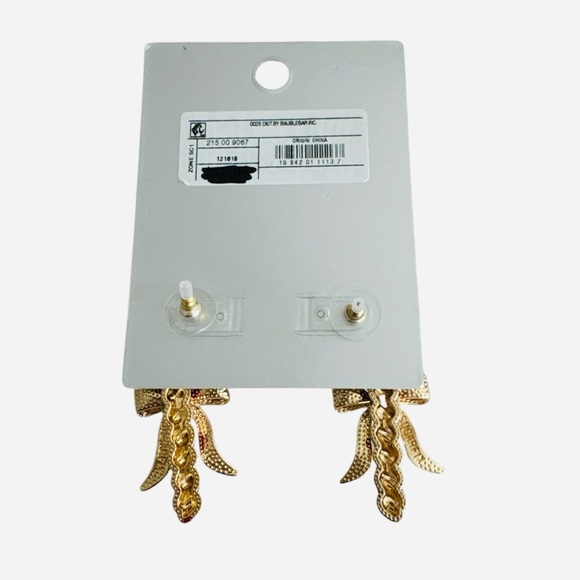 Target Sugarfix Baublebar Red Pearl Bow Candy Cane Holiday Earrings Nickel Free - Picture 4 of 6